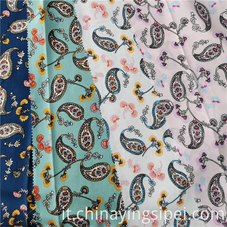 2020 Stock Lot Lot morbido Stampa di tessuto personalizzato Challis Viscose Floral Poplin Rayon Stamped Fabric